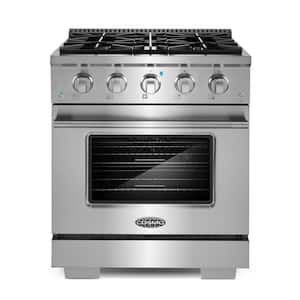 Commercial-Style 30 in. 3.5 cu. ft. Gas Range with 4 Burners and Heavy Duty Cast Iron Grates in Stainless Steel