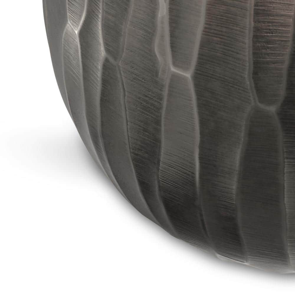 Graphite Round Cast Aluminum Drum Side Table