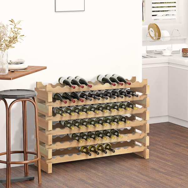 HOMCOM 72-Bottle Natural Wood Wine Storage Rack 05-0011 - The Home
