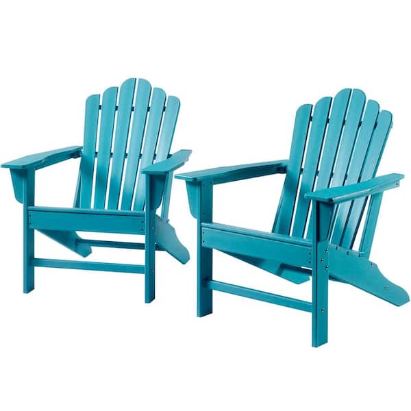 Tatayosi Blue Classic Outdoor Foldable Plastic Adirondack Chair (2-Pack)