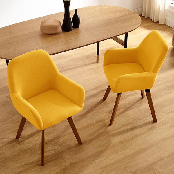 Art Leon Kacy Yellow Fabric Swivel Accent Arm Chair (Set of 2)