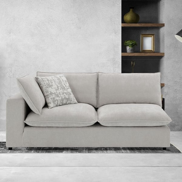 Marisa 43 in. Straight Arm 1-Piece Fabric Rectangle No Additional Features Sectional Sofa in Beige Boucle