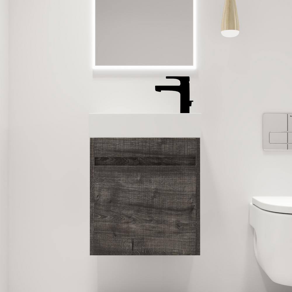 18.1 in. W x 10.2 in. D x 22.8 in. H Wall-Mounted Bath Vanity in Gray with 
