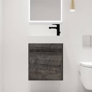 18.1 in. W x 10.2 in. D x 22.8 in. H Wall-Mounted Bath Vanity in Gray with White Resin Vanity Top