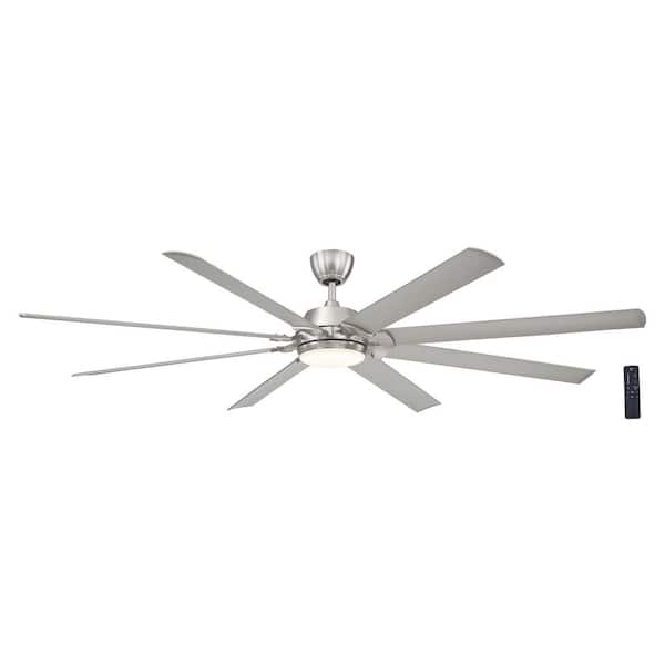 Photo 1 of Glenmeadow 84 in. Integrated LED Brushed Nickel Ceiling Fan with Light and Remote Control