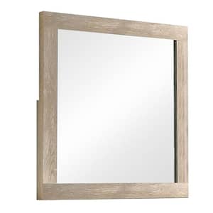 35.63 in. x 1.38 in. Modern Style Square Cream Wood Framed Decorative Mirror