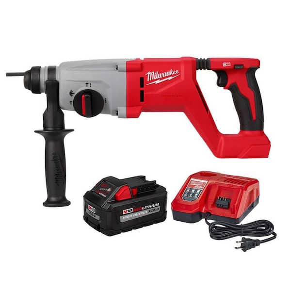 Milwaukee M18 18V Lithium-Ion Brushless Cordless 1 in. SDS-Plus D-Handle Rotary Hammer w/8.0Ah Battery and Charger