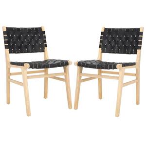 Taika Black/Light Natural 18 in. Wood Dining Chair Set of 2