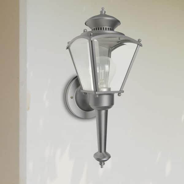 Designers Fountain Kinsley Pewter 1-Light Outdoor Line Voltage Hardwired Porch Light Wall Sconce with No Bulb Included