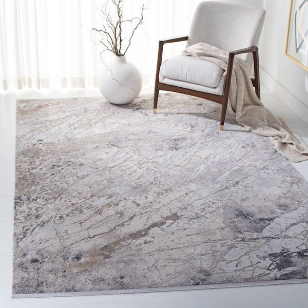 Signature 9 ft. x 12 ft. Gray/Gold Marble Area Rug