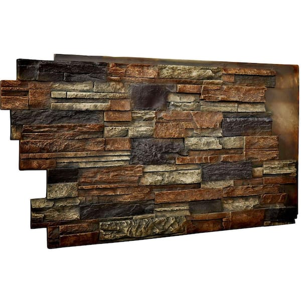 Ekena Millwork 1-1/2 in. x 48 in. x 25 in. Redstone Urethane Dry Stack Stone Wall Panel