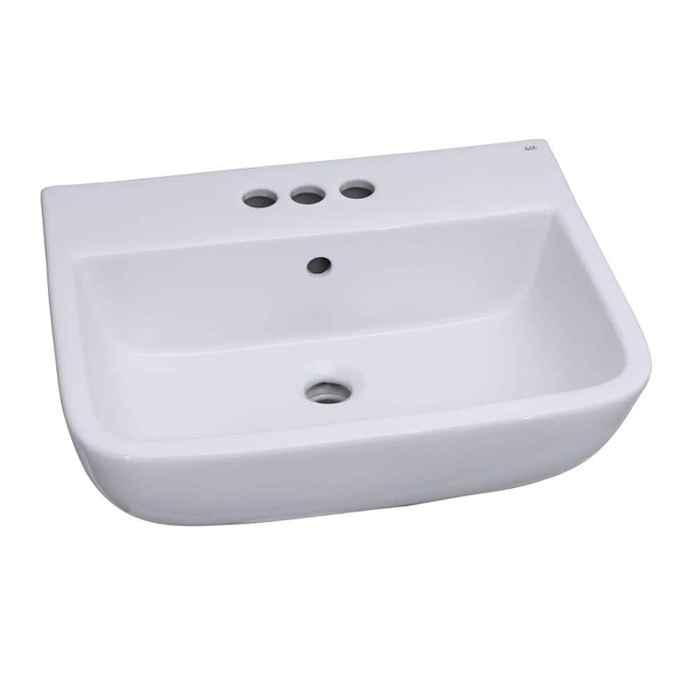 White Vitreous China Rectangular Pedestal Bathroom Sink