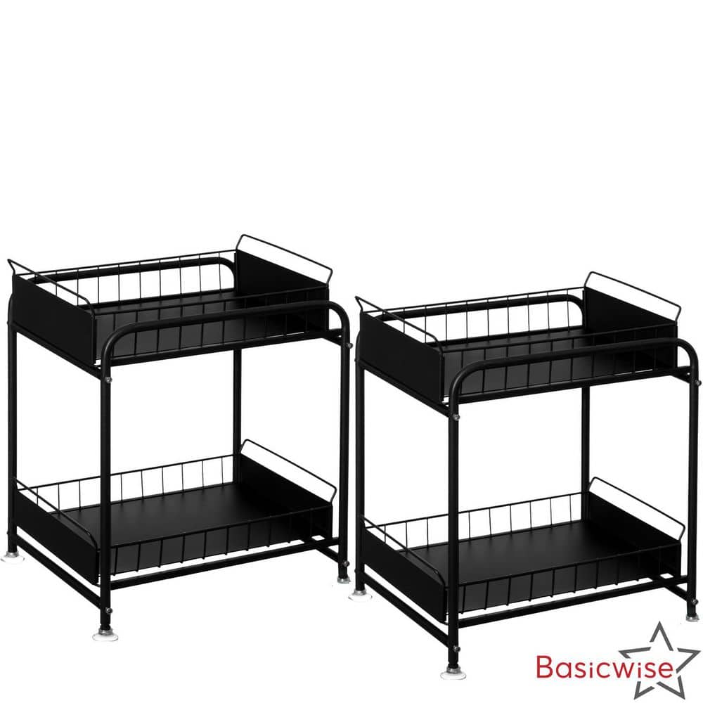 11 in x 18 in x 15 in Black Set of 2-Sliding Under Sink Organizer Metal Drawer Storage price history on PriceWatchPro