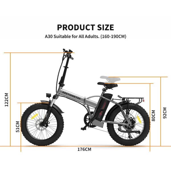 20 in. Folding Black Electric Bike 500-Watt Motor 20 in. Fat