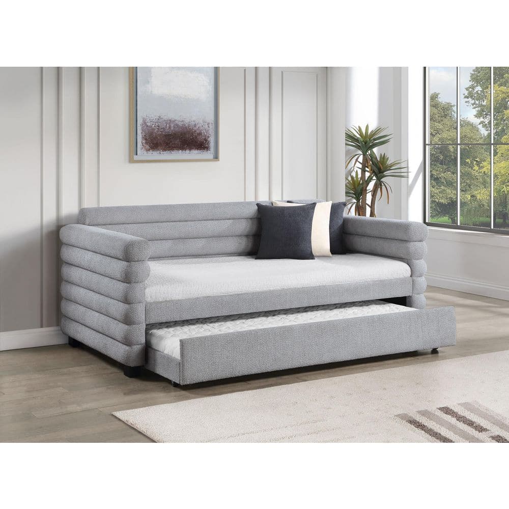 Patricia Gray Twin Daybed with Trundle and Upholstered -  Coaster, 300718