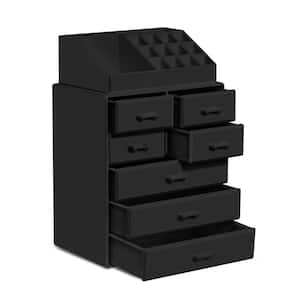 Makeup Organizer, Brush Holder and Cosmetics Storage Drawers, Acrylic Display Cases with 7-Drawers and 1-Tray