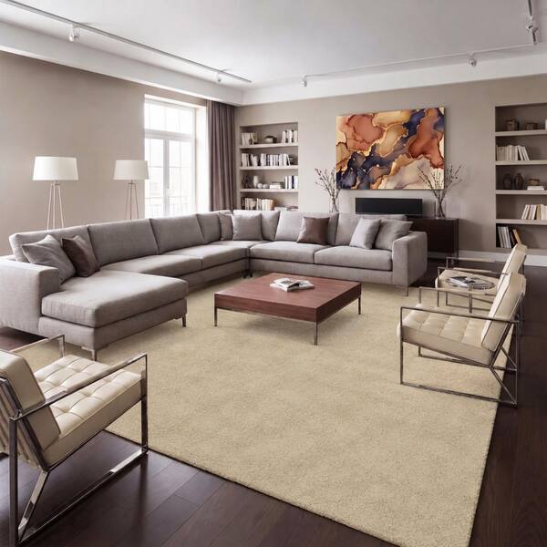 Runner Rug By The Foot 7.8 ft. x 39 ft. Beige Plush Area Runner for Hallways, Entryway and Stairs