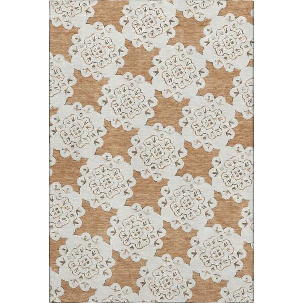 Mayfield Premium Machine Washable Abstract AMF2352 Copper 8 ft. x 10 ft. Area Rug