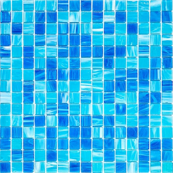 Apollo Tile Mingles 12 in. x 12 in. Glossy Olympic blue Glass Mosaic Wall and Floor Tile (20 sq. ft./case) (20-pack)