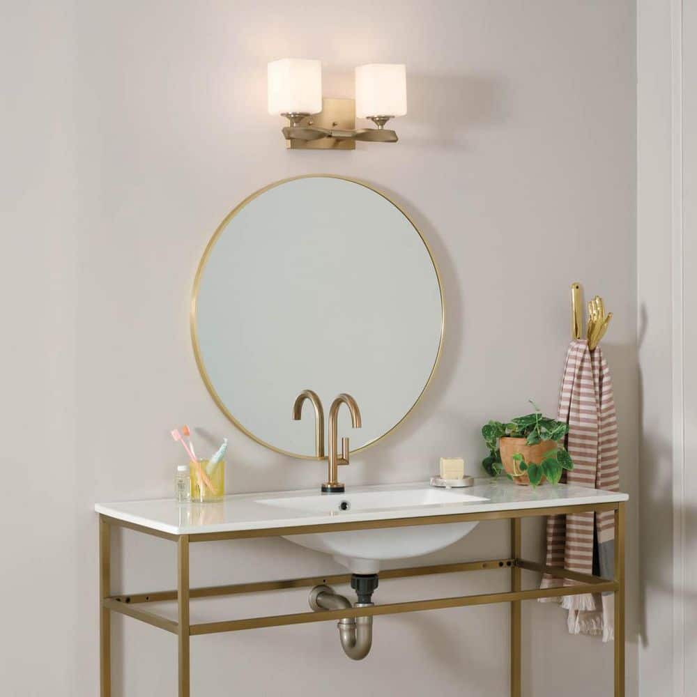 Champagne Bronze 2-Light Vanity with Satin Etched Opal Glass
