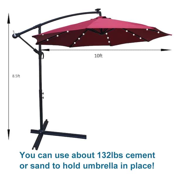 Afoxsos 10 ft. Steel Market Solar Patio Umbrella in Burgundy
