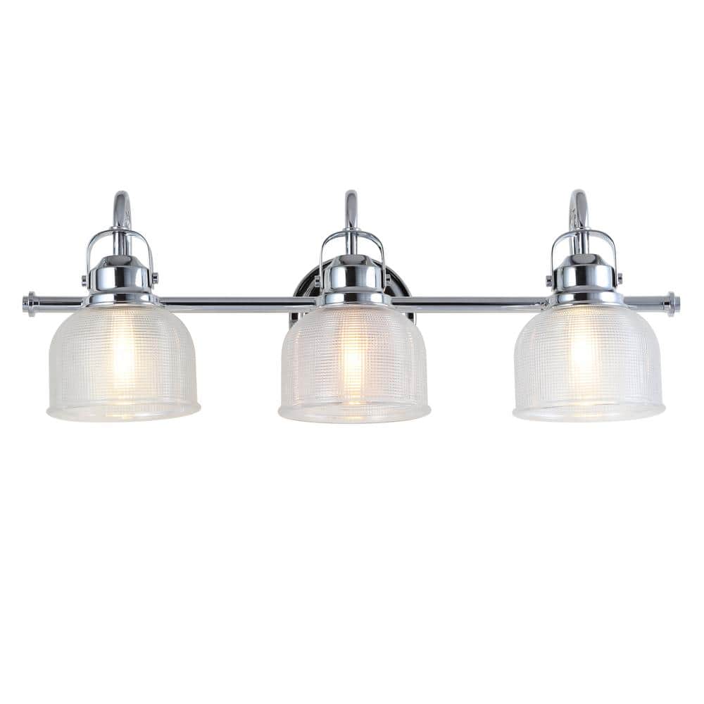 Virginia Chrome 25.25" LED Vanity Light with Clear Glass Shades