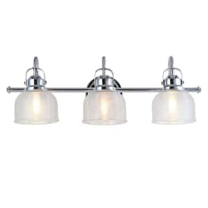 Virginia 25.25 in. 3-Light Metal/Glass LED Chrome Vanity Light