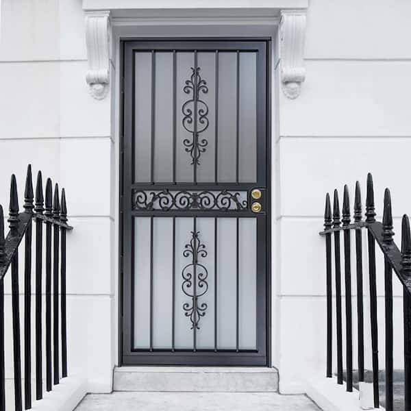 36 in. x 80 in. 405 Series Black Strike Security Door