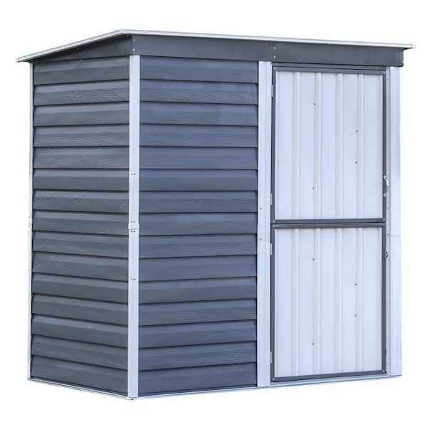 Arrow 6 ft. W x 4 ft. D Shed-in-a-Box Charcoal/Cream Galvanized Steel ...