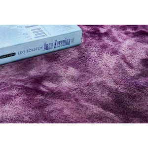 Lily Luxury Purple Tie-Die 5 ft. x 7 ft. Chinchilla Faux Fur Polypropylene Area Rug
