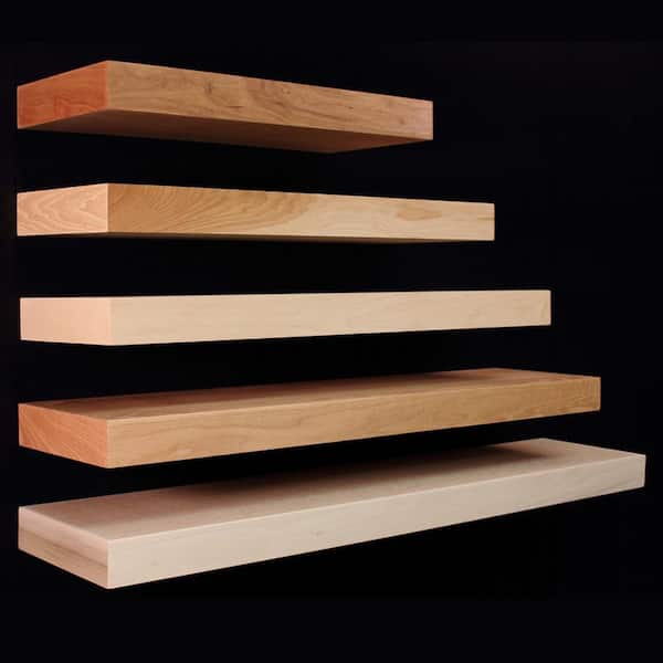 Brown Wood 36 Inch Length x 10 Inch Depth Contemporary Floating Shelf, Hard  Maple 01MFL103610HM1