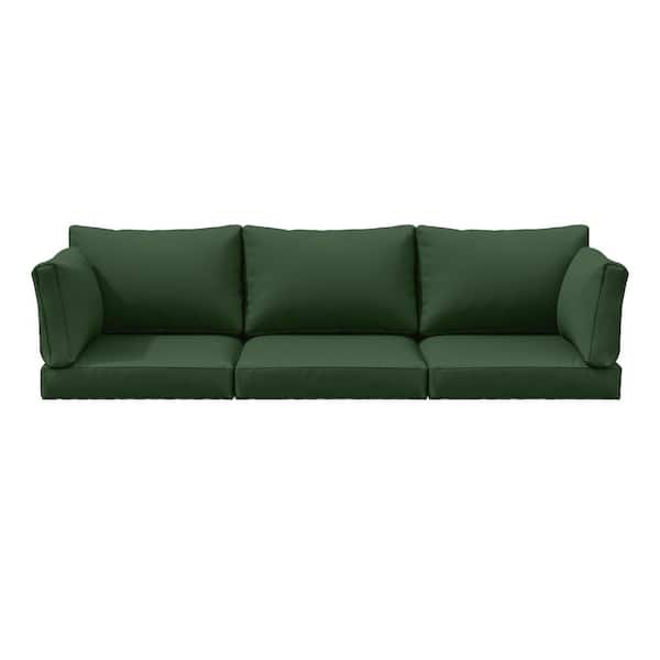 25.6 in. x 23.6 in. x 4 in. (8-Piece) Deep Seating Outdoor Lounge Chair Sofa Cushion with Lumber Pillow Cushion Green