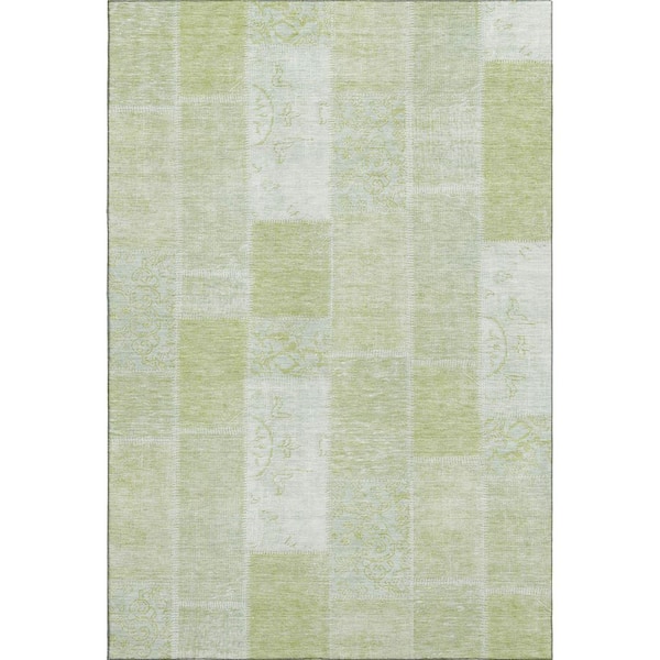 Mayfield Premium Machine Washable Indoor/Outdoor Geometric AMF631 Aloe 10 ft. x 14 ft. Area Rug