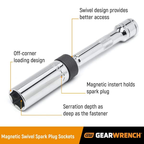 GEARWRENCH 3/8 in. Drive SAE 5/8 in. 6-Point Magnetic Swivel Spark