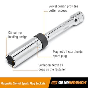 3/8 in. Drive SAE 5/8 in. 6-Point Magnetic Swivel Spark Plug Socket
