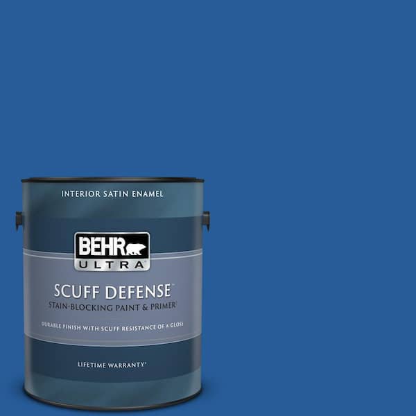BEHR ULTRA 1 gal. #P510-7 Beacon Blue Extra Durable Satin Enamel Interior Paint & Primer