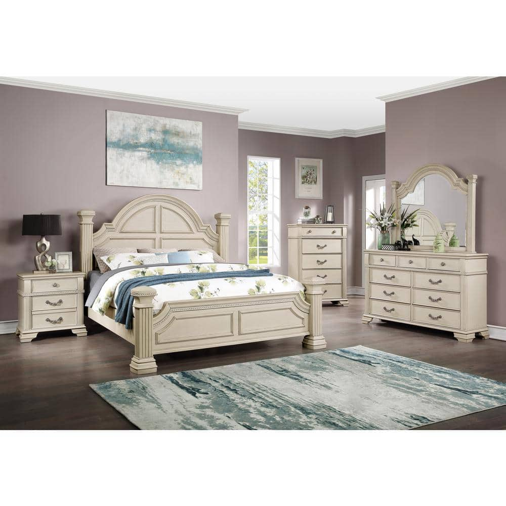 Erminia 5-Drawer Antique White Chest of Drawers (53.25 in. H x 37 in. W x 17 in. D) -  Furniture of America, IDF-7144WH-C