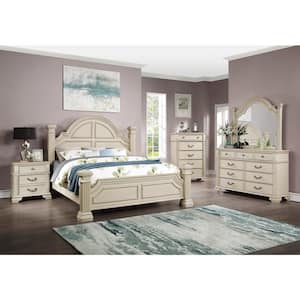 Erminia 5-Drawer Antique White Chest of Drawers (53.25 in. H x 37 in. W x 17 in. D)