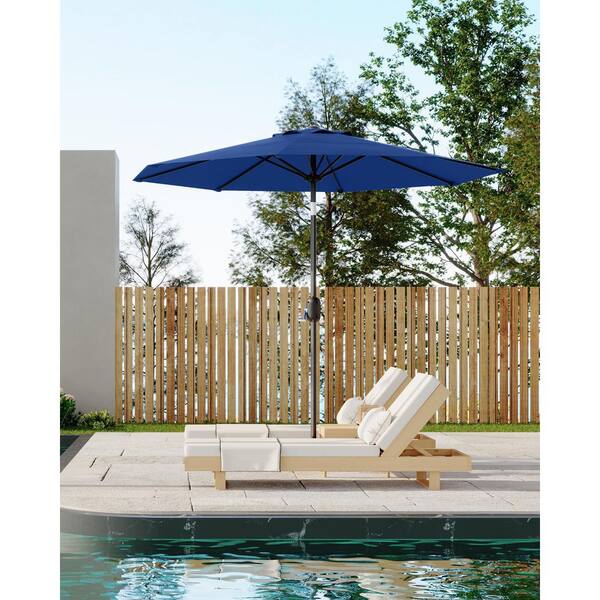 canvas patio umbrella steel pole Garvee 7.5' Outdoor Patio Umbrella, Market Umbrella, 6 Sturdy Ribs UV Protection Waterproof, Navy
