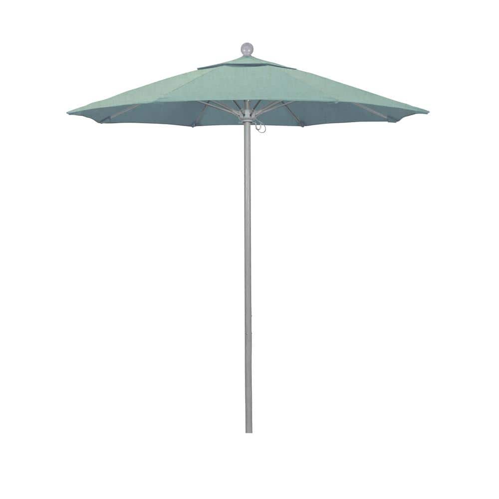 7.5 ft. Grey Woodgrain Aluminum Commercial Market Patio Umbrella Fiberglass Ribs and Push Lift in Spa Sunbrella price history on PriceWatchPro