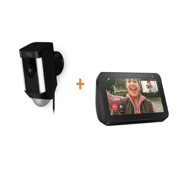 Amazon Wired Outdoor Rectangle Spotlight Security Camera in Black with ...
