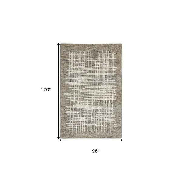8 ft. X 10 ft. Tan and Ivory Plaid Area Rug
