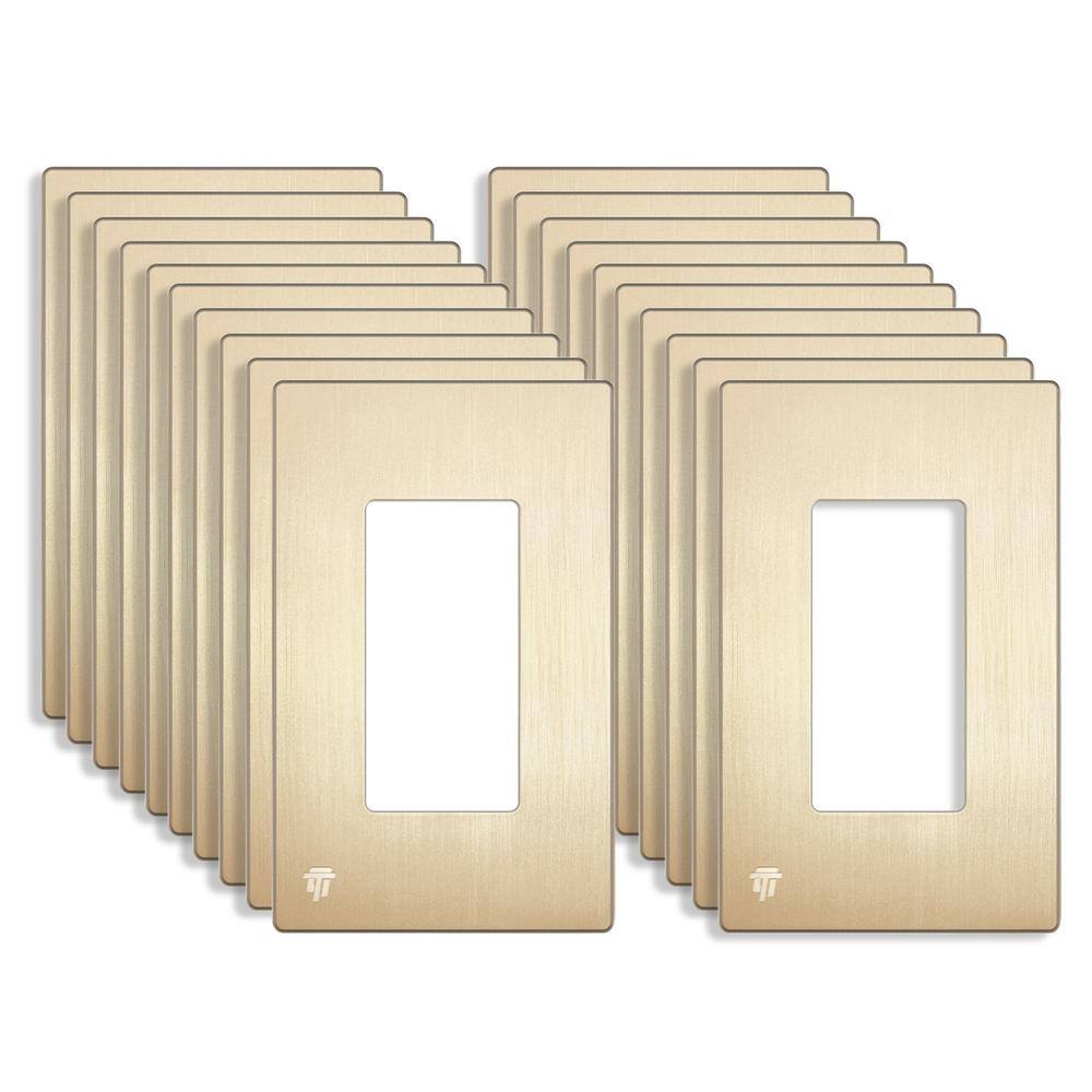 Brushed Gold 1-Gang, Decorator/Rocker, Plastic Polycarbonate, Screwless Wall Plate (20-Pack) price history on PriceWatchPro