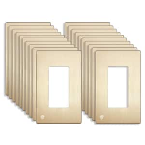 Brushed Gold 1-Gang, Decorator/Rocker, Plastic Polycarbonate, Screwless Wall Plate (20-Pack)