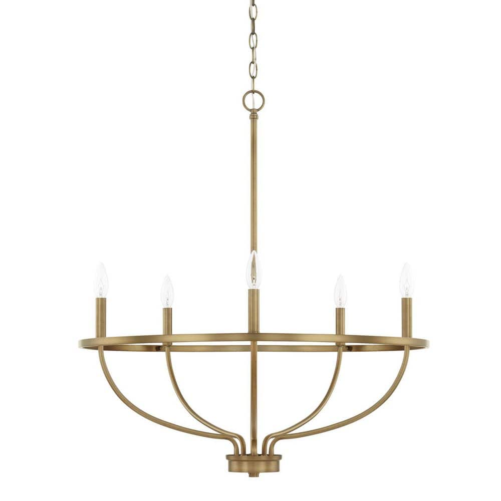 UPC 841740128346 product image for Greyson 5-Light 29 in. W x 33 in. H Aged Brass Chandelier | upcitemdb.com