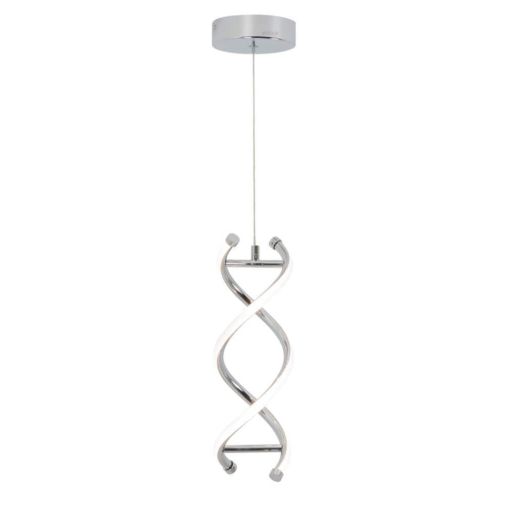 Modern Chrome LED Pendant Light with Artistic Curves