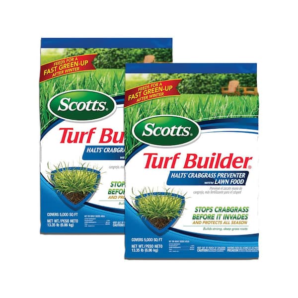 Scotts Turf Builder 13.35 lbs. 5,000 sq. ft. Halts Crabgrass Preventer with Dry Lawn Fertilizer (2-Pack)