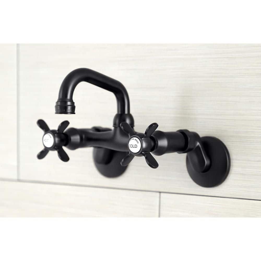 Matte Black Wall Mount Two-Handle Bar Faucet