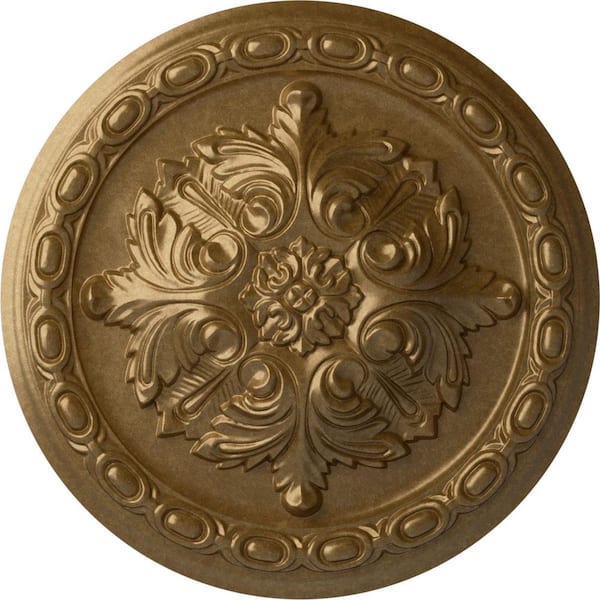 Ekena Millwork 11-3/8 in. x 2 in. Acanthus Urethane Ceiling Medallion, Pale Gold