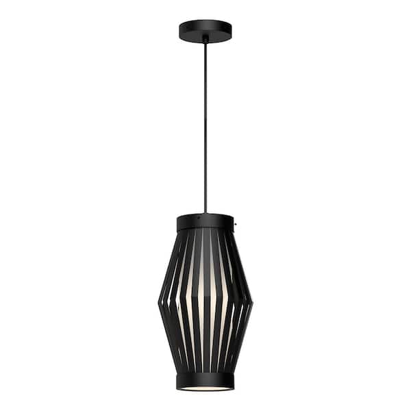 ALORA MOOD Hana 9 in. 1 Light 60-Watt Matte Black/Opal Matte Glass Pendant Light